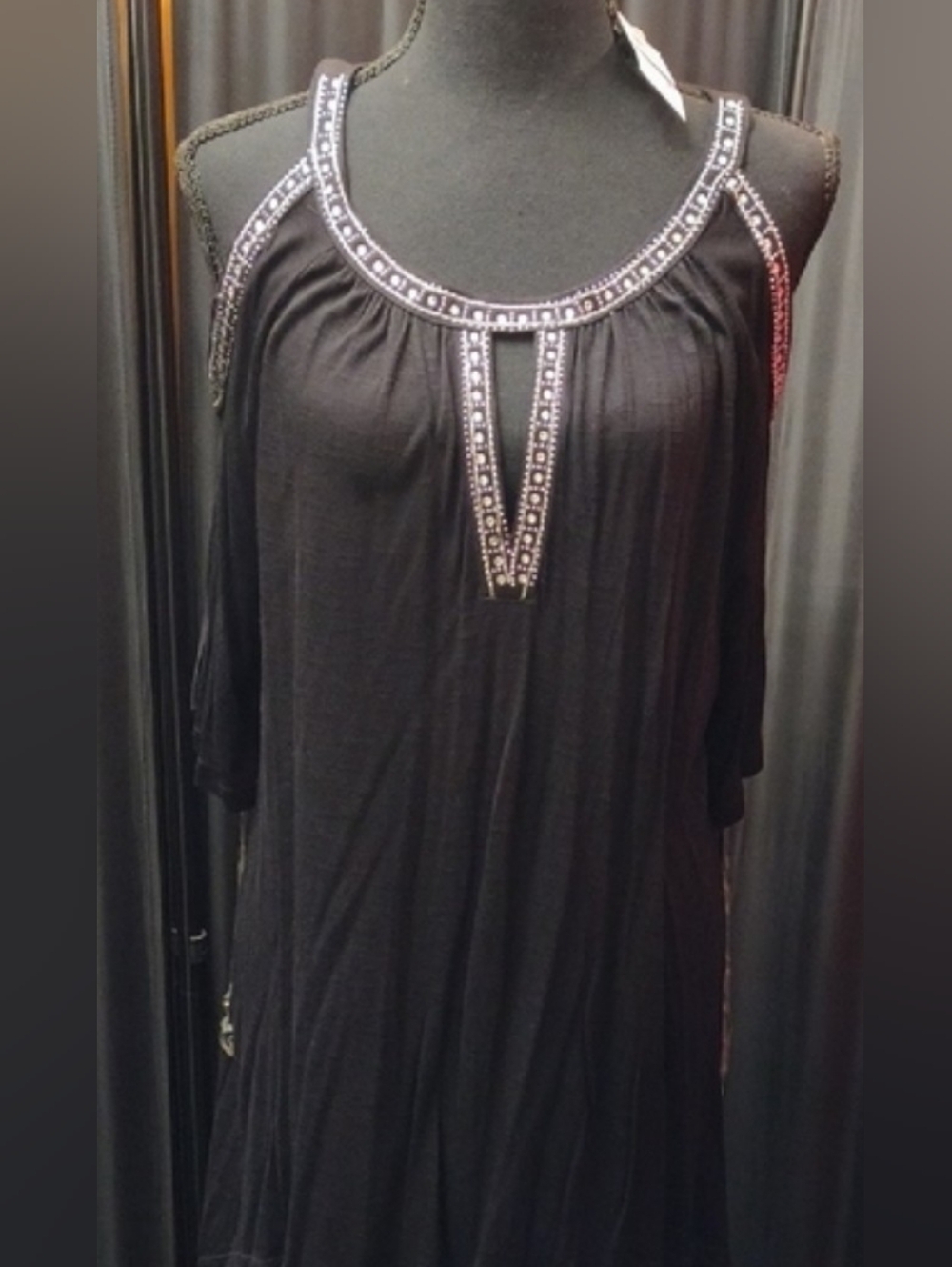 INC International Concepts Black Embellished Blouse